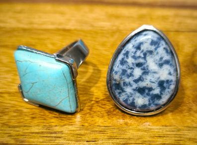 2x   rings with natural stone