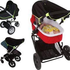 Original (0-6m) | Universal fit Baby pram, carrycot and Buggy Sun Shade | Blocks 99% UV | Pushchair Blackout Blind Helps Baby Sleep on-The-go | Best-Selling Safety Green Trim