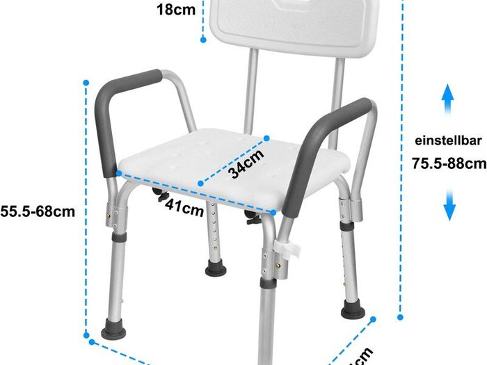 Shower Stool Height Adjustable - Shower Chair for Seniors Pregnant Women Bath Chair for Shower (with Arm and Backrest):AVAILABLE FOR COLLECTION