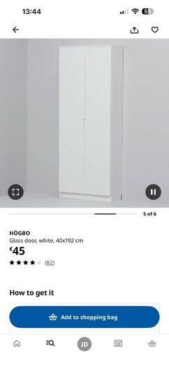 2 Ikea HOGBO Glass door, white, 40x192 cm (Donation)