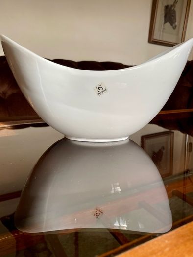 Pristine White Salad Sharing Bowl by Galzone Denmark with Handles