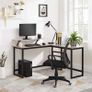 _L-Shaped Desk, Corner Table with Monitor Stand, for Studying, Playing, Working, Space Saving, Adjustable Feet, Metal Frame, Easy Assembly, Taupe and Black Image 5
