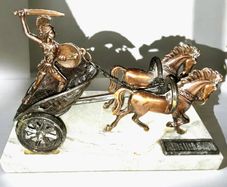 Achilleas copper chariot on marble base