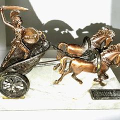 Achilleas copper chariot on marble base