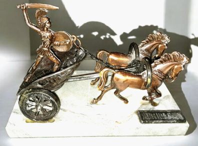 Achilleas copper chariot on marble base