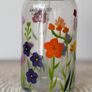 Hand-Painted Floral Glass Cup with Bamboo Lid and Straw Image 3