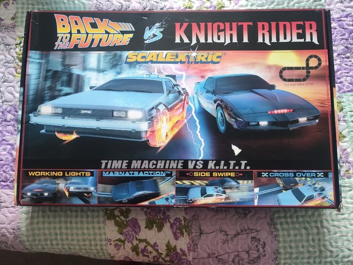 Scalextric 1980s TV Back to the Future vs Knight Rider Race Set New, Rare ......PRICE DROP....
