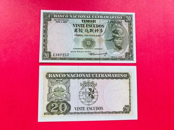 Timor  20 Escudos. 1967 Scarce .  ( Uncirculated )