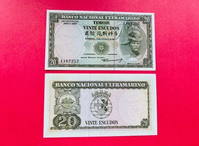 Timor  20 Escudos. 1967 Scarce .  ( Uncirculated )