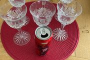 Set of six Skellig crystal small wine glasses