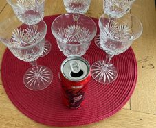 Set of six Skellig crystal small wine glasses