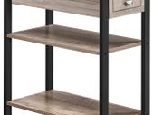 _Greige Black LET313B02 Tall Slim Side Table with Drawer and 2 Shelves