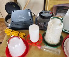 Hen, chicken -  feeders , heat plates etc