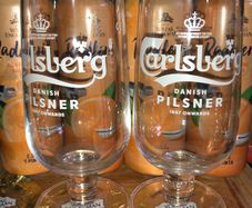 Carlsberg Pilsner beer pint glasses