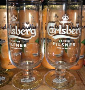 Carlsberg Pilsner beer pint glasses