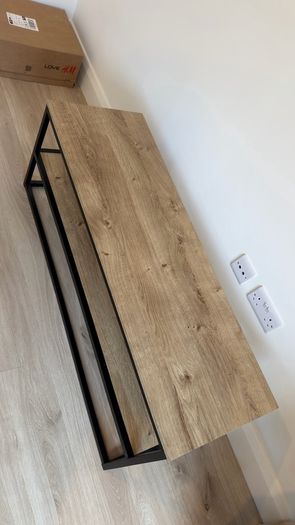 TV Unit . TV stand . TV Bench Black & Oak Effect, 120cm