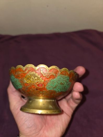 Vintage Brass and Enamel bowl
