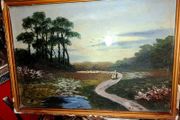 Antique oil painting on board