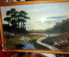 Antique oil painting on board