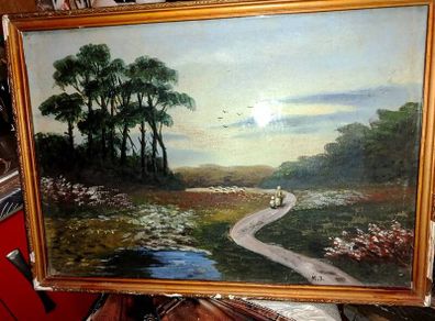 Antique oil painting on board
