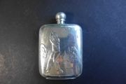 Vintage AR Wentworth Golf Hip Flask Pewter