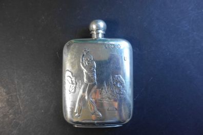 Vintage AR Wentworth Golf Hip Flask Pewter