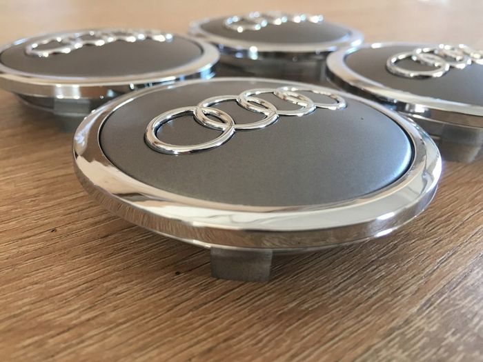 Full Set 69mm Audi Centre Caps - Grey