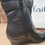 Womens Faith Subtle Ah Ankle Boots Black Leather Zip Up Wedge Heel Size Uk 6 Eu 39 Brand New With Box Image 10