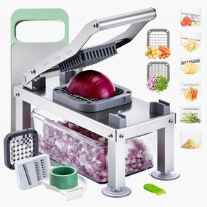 Vegetable Chopper Mandoline Slicer, All-in-1 Food Veggie Cutter with 8 Stainless Steel Blades, Cheese Grater Onion Potato Salad Dicer with Container,Kitchen Gadgets&Essentials Home Appliances