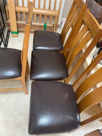 4 x Lovely Sturdy Leather Kitchen Dining Chairs - Can Deliver