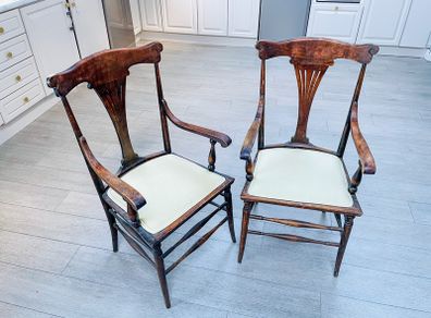 Pair of Georgian Revival Hepplewhite-Style Armchairs (c. 1890-1920)