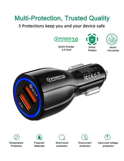 Car Charger USB C Lighter USB Charger, 2 Ports Car Charger Mobile Phone, Quick Charge PD Ports and QC 3.0 Compatible with iPhone13, iPad Samsung Galaxy,Huawei, Xiaomi, Tablet