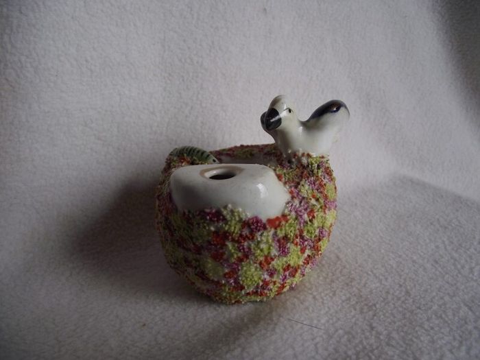19th Century Staffordshire Pottery "Bird on Nest" Quill Holder