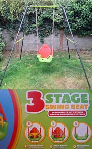 Single seat metal swing set and Baby seat attachment