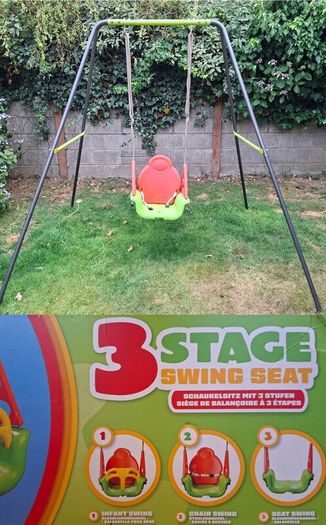 Single seat metal swing set and Baby seat attachment