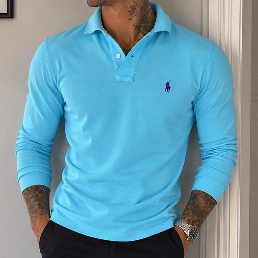 Polo Ralph Lauren Custom Fit Long Sleeve Polo Shirt XS Turquoise Blue 100% Cotton