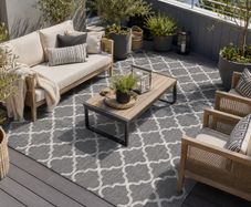 Grey Trellis Outdoor Rug