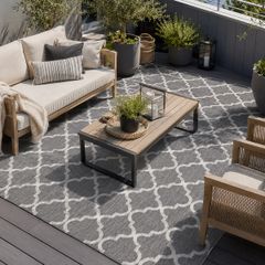 Grey Trellis Outdoor Rug
