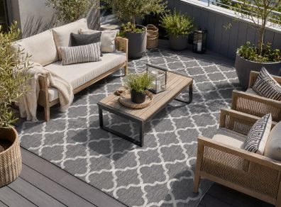 Grey Trellis Outdoor Rug