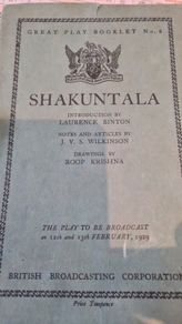 Shakuntala. Great Play Booklet No 6.1929. Rare Vintage. By The British Broadcasting Corporation.