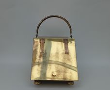 Antique Brass Coal Scuttle Storage Box & Shovel
