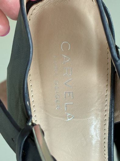 Ladies Navy Block Heel Sandals by Carvela