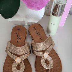 LUNAR gold tone weave sandals Sz 36 - Rrp 39 (New)