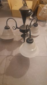 3-light traditional-style metal and Merano glass ceiling chandelier