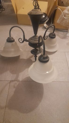 3-light traditional-style metal and Merano glass ceiling chandelier