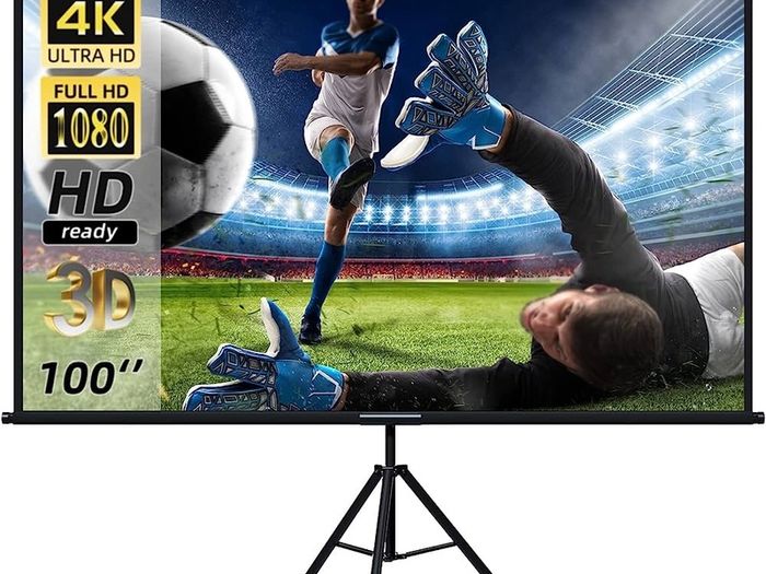 Projector Screen with Stand,Lejiada100 inch Indoor Outdoor Projection Screen, Portable 16:9 4K HD Movie Screen with Carry Bag Wrinkle-Free Design