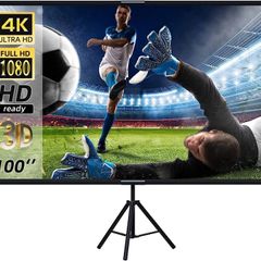 Projector Screen with Stand,Lejiada100 inch Indoor Outdoor Projection Screen, Portable 16:9 4K HD Movie Screen with Carry Bag Wrinkle-Free Design