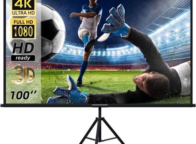 Projector Screen with Stand,Lejiada100 inch Indoor Outdoor Projection Screen, Portable 16:9 4K HD Movie Screen with Carry Bag Wrinkle-Free Design