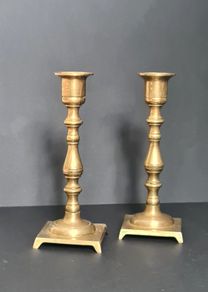 Vintage Brass Candlesticks Pair 16.5cm Classic Candle Holders Home Decor
