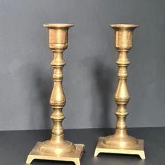Vintage Brass Candlesticks Pair 16.5cm Classic Candle Holders Home Decor